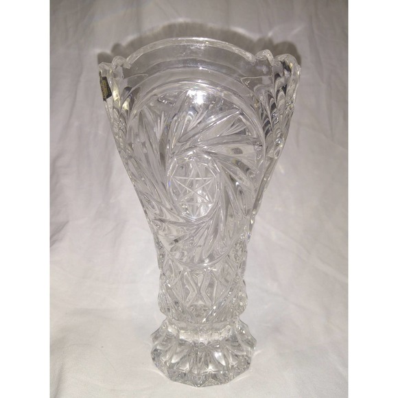 Vintage zajecar Kristal Star of David Pinwheel Lead Crystal Vase - Picture 1 of 7